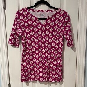 Croft & Barrow  Magenta and White Floral Short Sleeve Top
